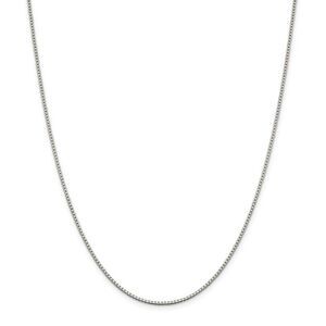 1.4mm Rhodium-Plated Sterling Silver Solid Box Chain Necklace, 18 Inch